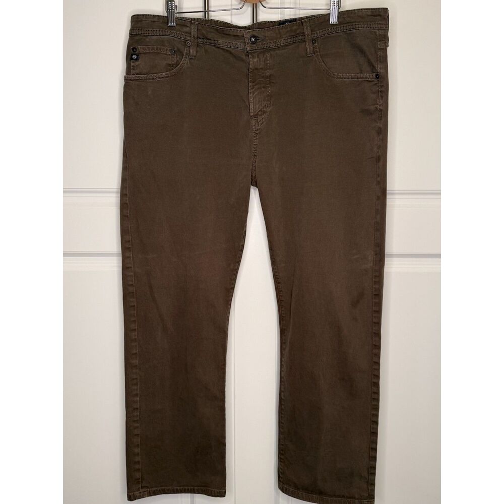 AG Adriano Goldschmied Protege Straight Leg Jeans Olive Green Brown 40x34